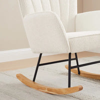 Chaise berçante de chambre d'enfant VANOMi 26,77 po de large en bouclé rembourrée avec pieds en bois (lot de 2)