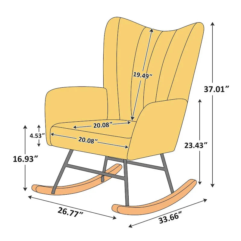 Chaise berçante de chambre d'enfant VANOMi 26,77 po de large en bouclé rembourrée avec pieds en bois (lot de 2)