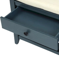 Range-chaussures avec assise rembourrée et tiroirs, banc de rangement d'entrée polyvalent (bleu marine antique)
