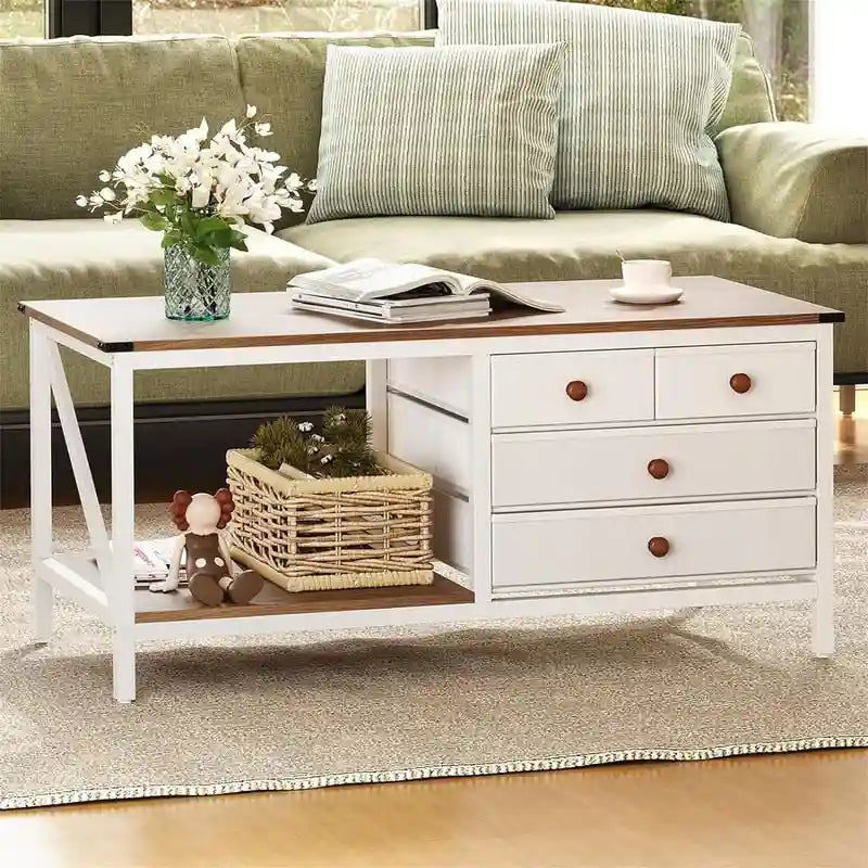 Table basse avec 4 tiroirs de rangement - 19,7 P x 43,3 L x 19,5 H