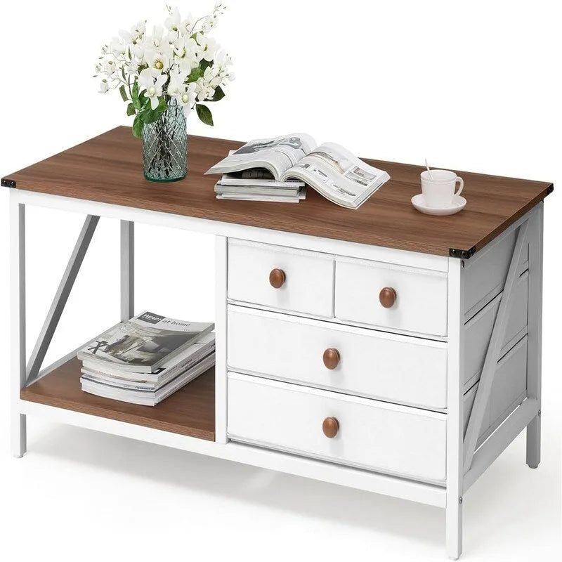 Table basse avec 4 tiroirs de rangement - 19,7 P x 43,3 L x 19,5 H