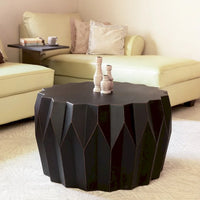 Table basse ronde vieillie HomeRoots 29 en bois massif noir