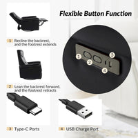 Fauteuil inclinable électrique pivotant en similicuir moderne Valentin avec ports USB par HULALA HOME