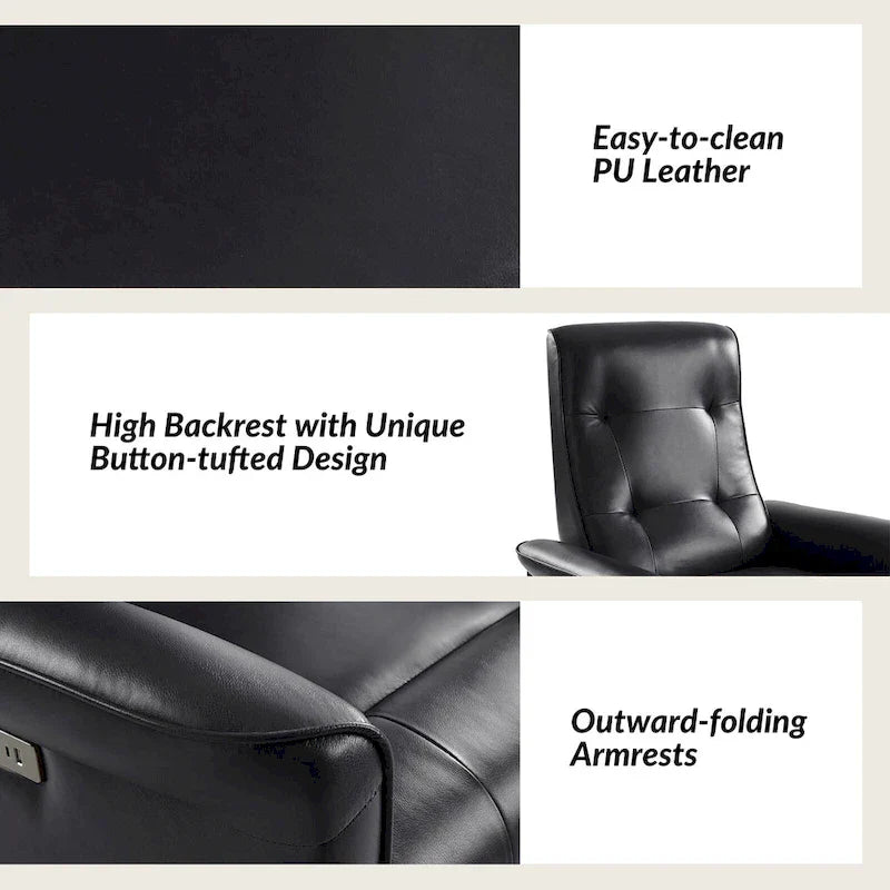 Fauteuil inclinable électrique pivotant en similicuir moderne Valentin avec ports USB par HULALA HOME