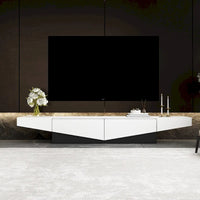 Meuble TV, Meuble multimédia noir et blanc avec 2 tiroirs - 78,7W