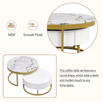 Table basse ronde gigogne moderne avec tiroirs