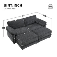Ensemble canapé-lit sectionnel modulable convertible à combinaison libre 4 places rembourré, assise profonde, ottoman, gris