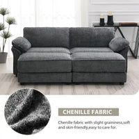 Ensemble canapé-lit sectionnel modulable convertible à combinaison libre 4 places rembourré, assise profonde, ottoman, gris