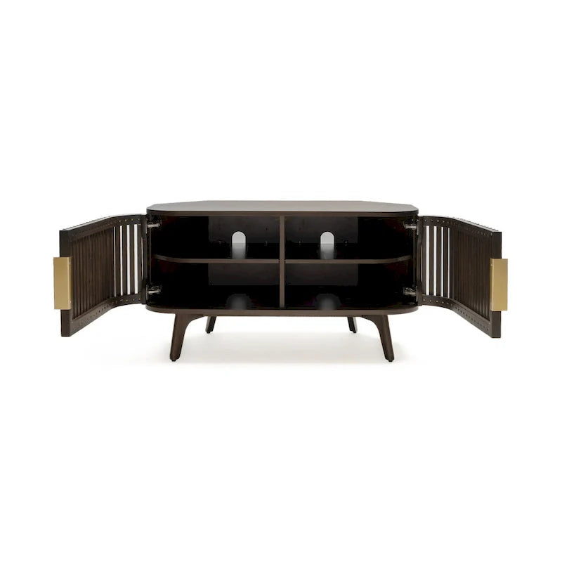 Meuble TV d'angle en bois Sierra Studio London avec accents du milieu du siècle