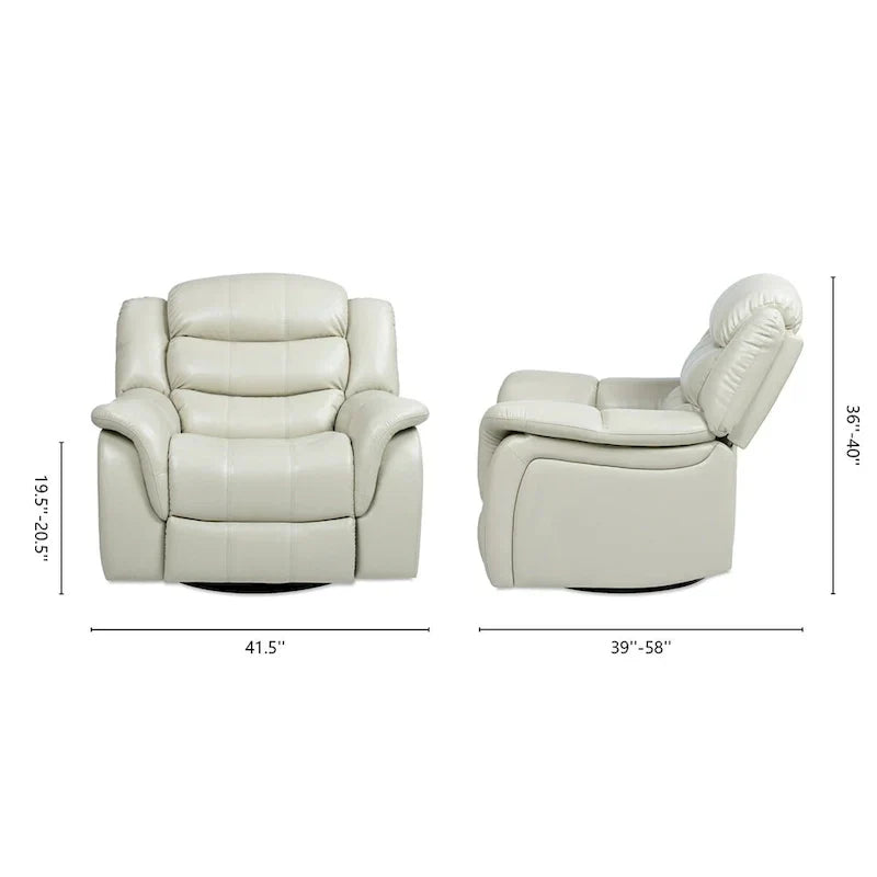 Fauteuil Inclinable Pivotant à Bascule Manuel Rover 41.5 pouces en Similicuir