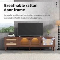 Meuble TV avec 3 armoires et 2 tiroirs, table console multimédia pour TV jusqu'à 80, meuble multimédia à LED, armoire TV