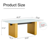 Table basse et table à manger moderne minimaliste en verre trempé avec plateau à autocollant, associée à un MDF doré décoratif
