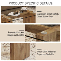 Table basse et table à manger moderne minimaliste en verre trempé avec plateau à autocollant, associée à un MDF doré décoratif