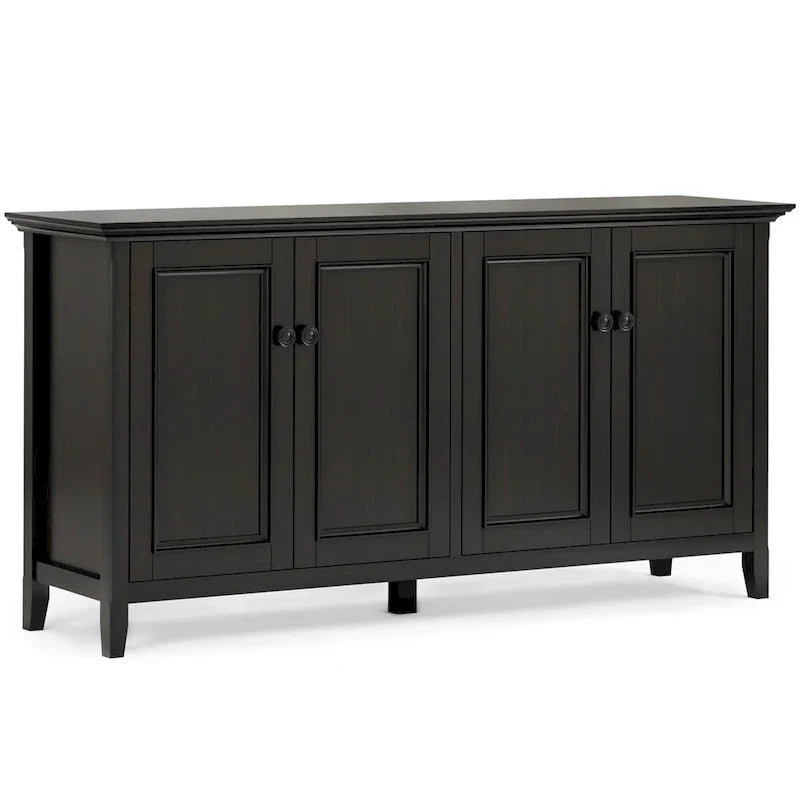 Armoire de rangement à 4 portes transitionnelle Halifax WYNDENHALL en bois massif 66 de large, brun Hickory - 18p x 66 l x 34h