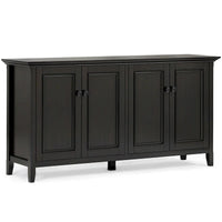 WYNDENHALL Halifax Armoire de rangement transitionnelle large en bois massif 66 po à 4 portes en brun hickory - 18p x 66l x 34h