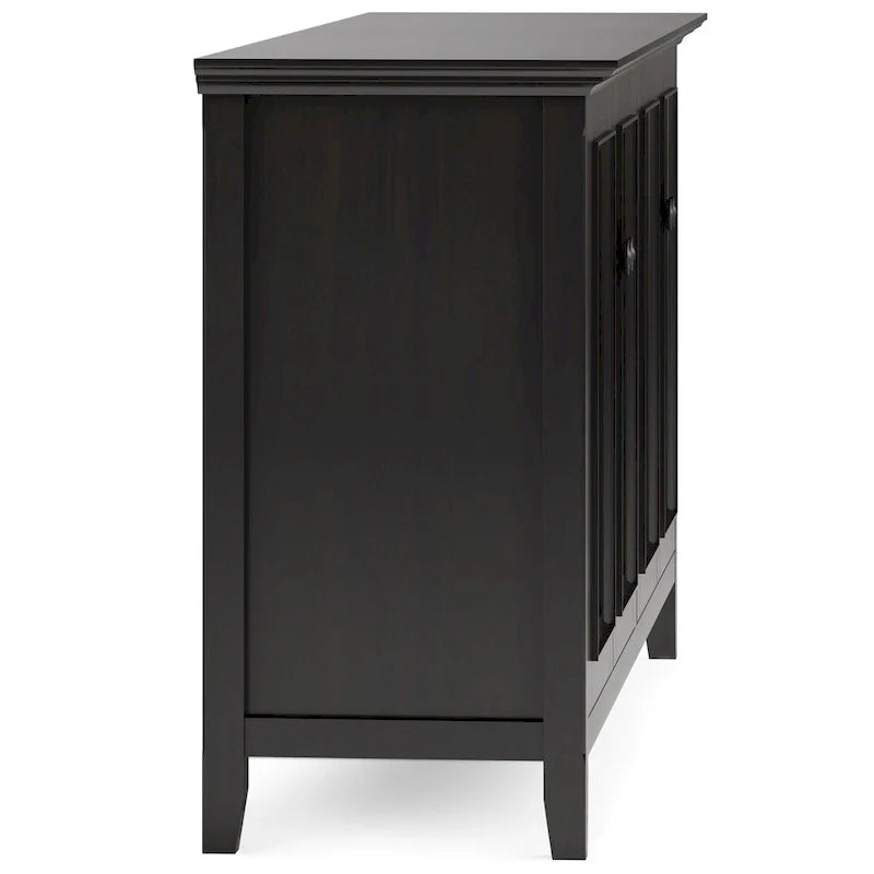 Armoire de rangement à 4 portes transitionnelle Halifax WYNDENHALL en bois massif 66 de large, brun Hickory - 18p x 66 l x 34h