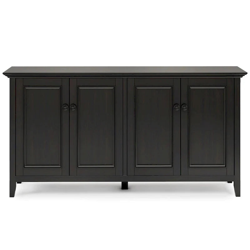 Armoire de rangement à 4 portes transitionnelle Halifax WYNDENHALL en bois massif 66 de large, brun Hickory - 18p x 66 l x 34h
