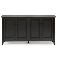 WYNDENHALL Halifax Armoire de rangement transitionnelle large en bois massif 66 po à 4 portes en brun hickory - 18p x 66l x 34h