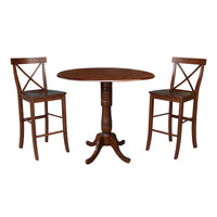Table de bar ronde 42 po et deux tabourets - Espresso