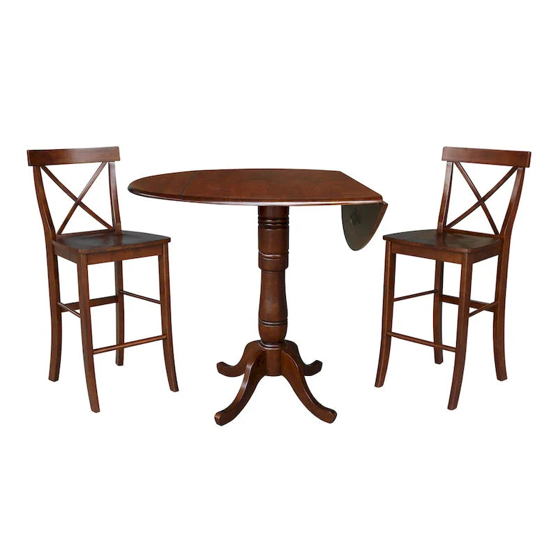 Table de bar ronde 42 po et deux tabourets - Espresso