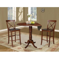 Table de bar ronde 42 po et deux tabourets - Espresso