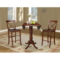 Table de bar ronde 42 po et deux tabourets - Espresso
