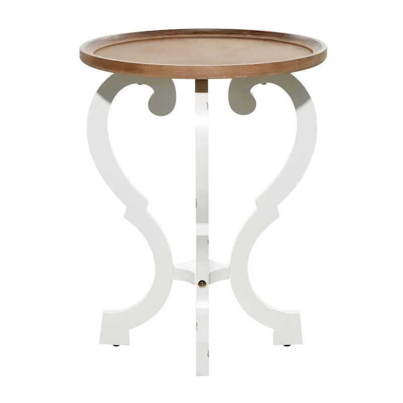 Table d'appoint ronde en bois sculpté - 25x19x19