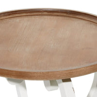 Table d'appoint ronde en bois à motif enroulé - 25x19x19