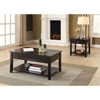 Table basse en bois avec plateau relevable en noir