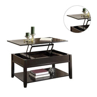 Table basse en bois avec plateau relevable en noir