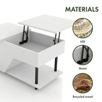 Table basse à plateau relevable moderne DH BASIC de 37 pouces avec éclairage LED 16 couleurs et étagère réglable