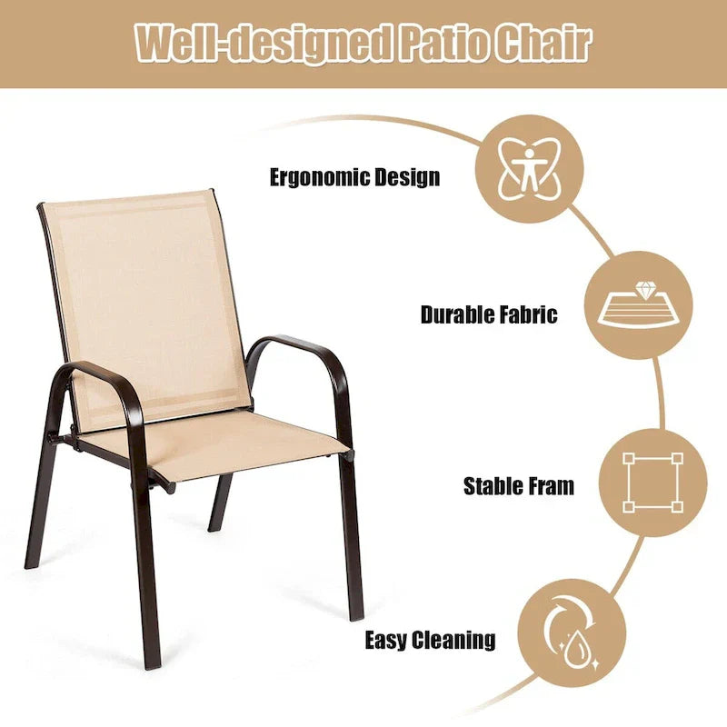Costway Lot de 4 chaises de patio jardin terrasse cour avec accoudoir - Voir détails