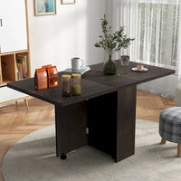 Table à manger pliante avec étagère de rangement à 2 niveaux et roulettes - N/A
