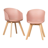 Lot de 2 chaises de salle à manger Flam avec pieds en bois de hêtre