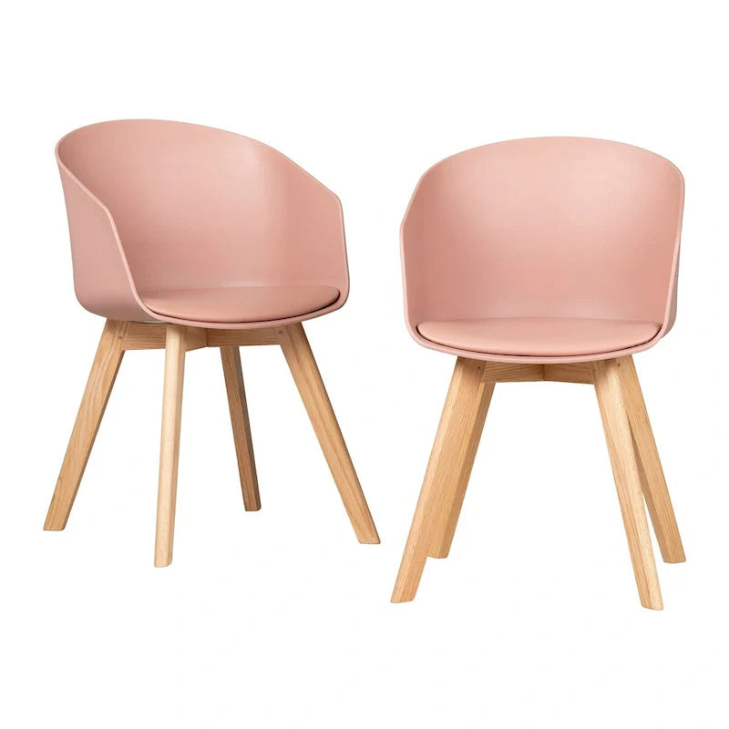 Lot de 2 chaises de salle à manger Flam avec pieds en bois de hêtre
