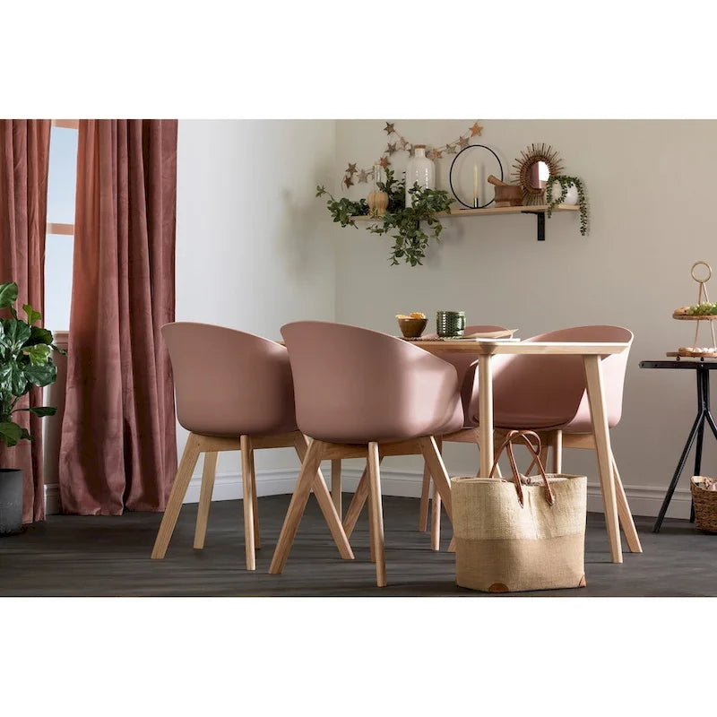 Lot de 2 chaises de salle à manger Flam avec pieds en bois de hêtre