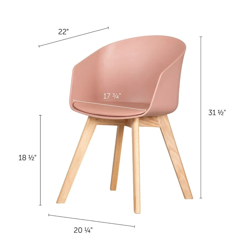 Lot de 2 chaises de salle à manger Flam avec pieds en bois de hêtre