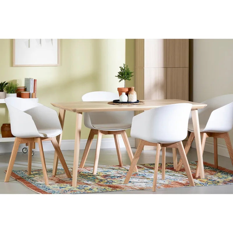 Lot de 2 chaises de salle à manger Flam avec pieds en bois de hêtre