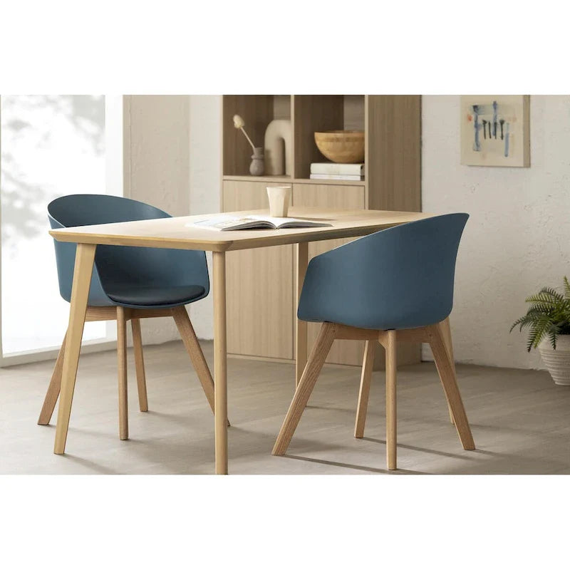 Lot de 2 chaises de salle à manger Flam avec pieds en bois de hêtre