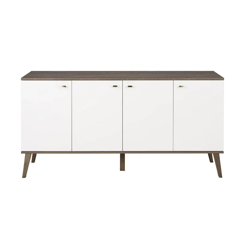 Buffet mid-century moderne Prepac Milo à 4 portes - 64 L x 32 H x 16 P