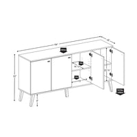 Buffet mid-century moderne Prepac Milo à 4 portes - 64 L x 32 H x 16 P