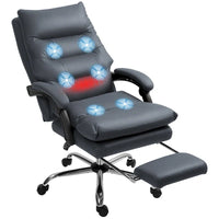 Vinsetto Chaise de bureau de massage inclinable chauffante à vibration en microfibre