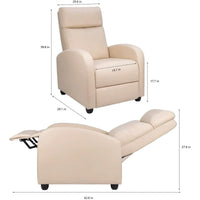 Fauteuil inclinable en simili cuir PU, marron / noir / gris / kaki / rouge / beige, simple