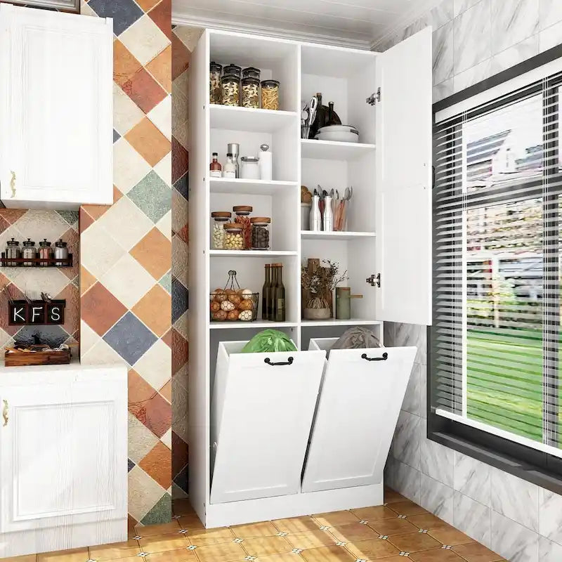Meuble buffet blanc élégant avec tiroirs rotatifs meuble de buanderie