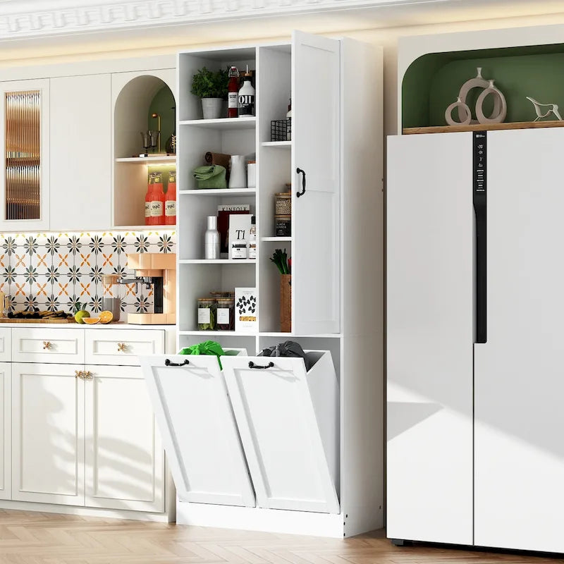 Meuble buffet blanc élégant avec tiroirs rotatifs meuble de buanderie