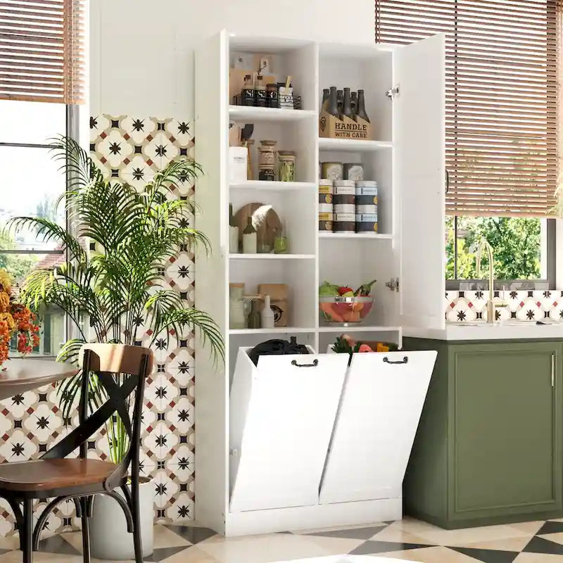 Meuble buffet blanc élégant avec tiroirs rotatifs meuble de buanderie