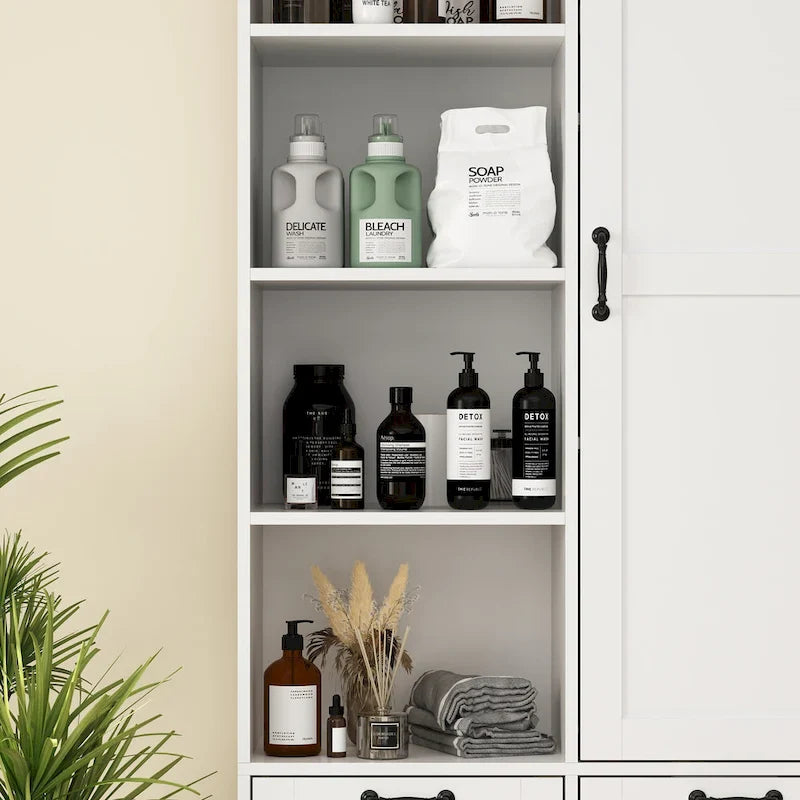 Meuble buffet blanc élégant avec tiroirs rotatifs meuble de buanderie