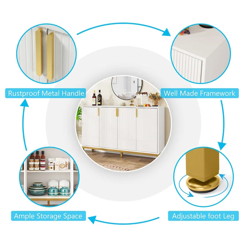 Meuble buffet avec rangement, buffet de 59 po