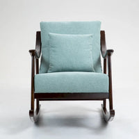 Fauteuil à bascule à accoudoirs en bois massif et lin