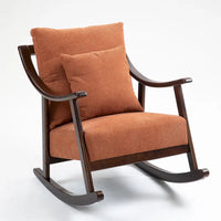 Fauteuil à bascule à accoudoirs en bois massif et lin